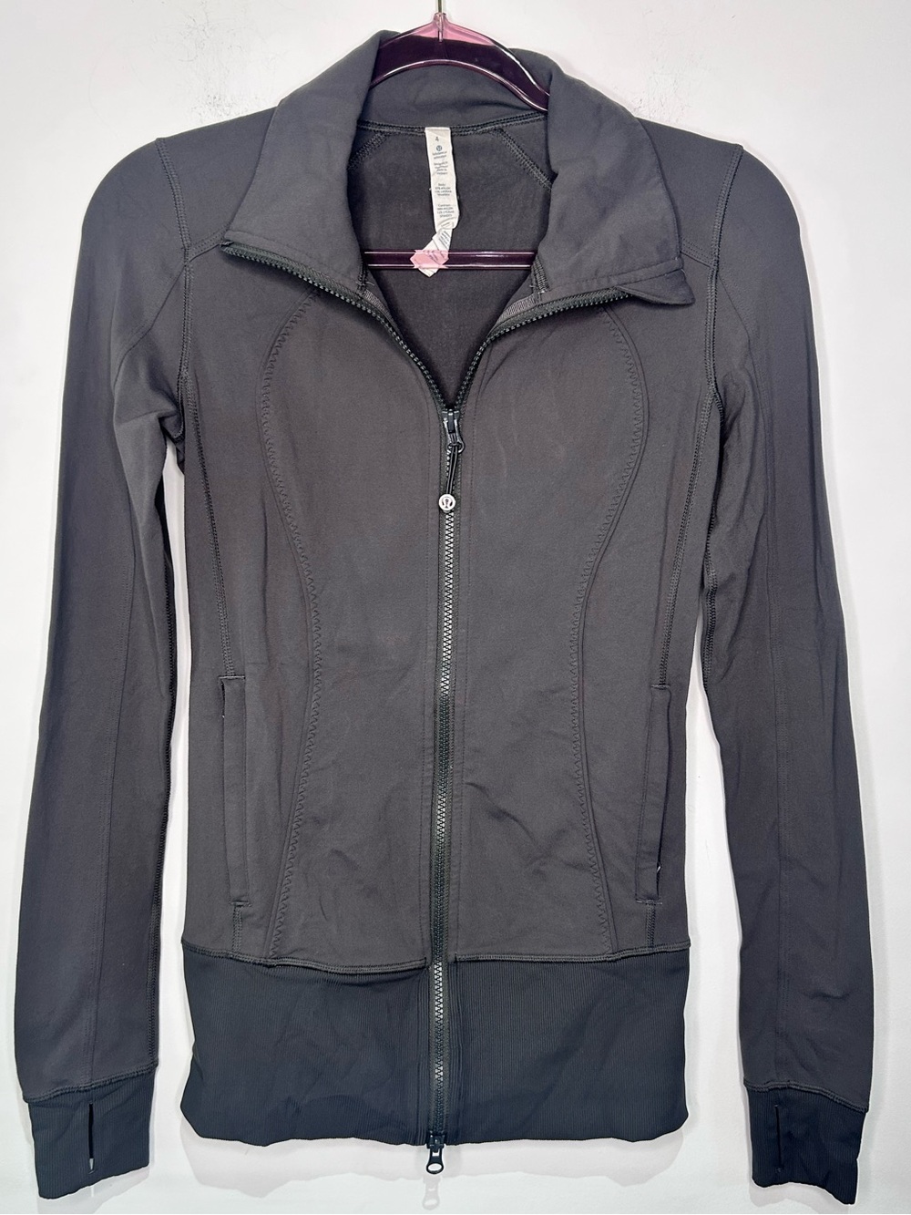 Lululemon Nice Asana Jacket Brushed Soot Light Color Gray Size 4 Full Zipper